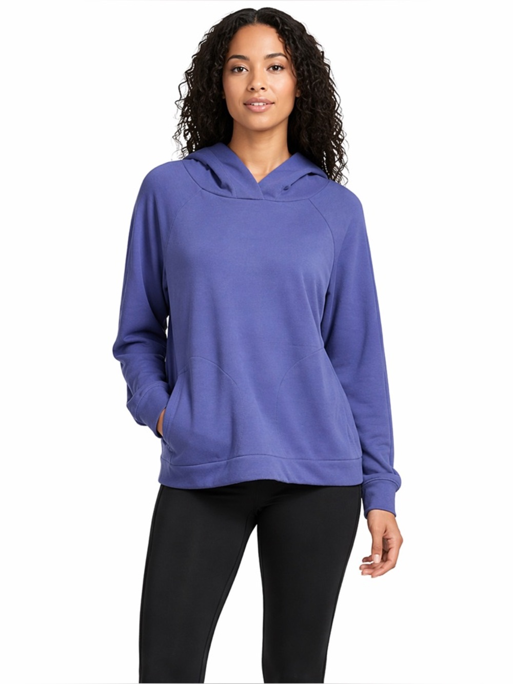 BCG Purple Cowl Neck Hoodie Pullover Pocket Long Sleeve Size L